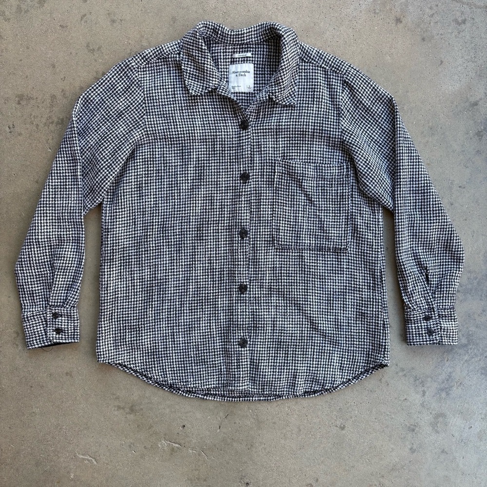 Abercrombie & Fitch Houndstooth Oversized Button Down Shirt Jacket Women's Large